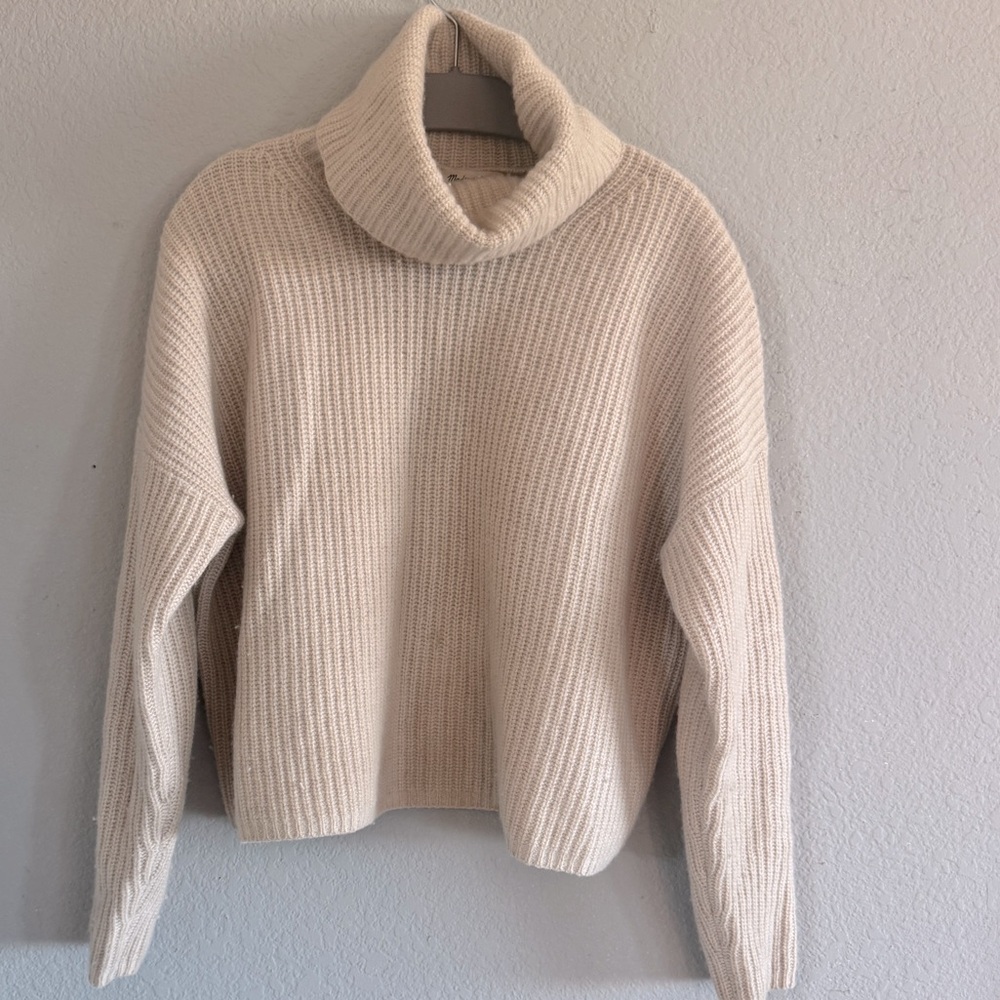 Madewell (Re)sourced Cashmere Turtleneck Sweater XS beige cream - Picture 2 of 8